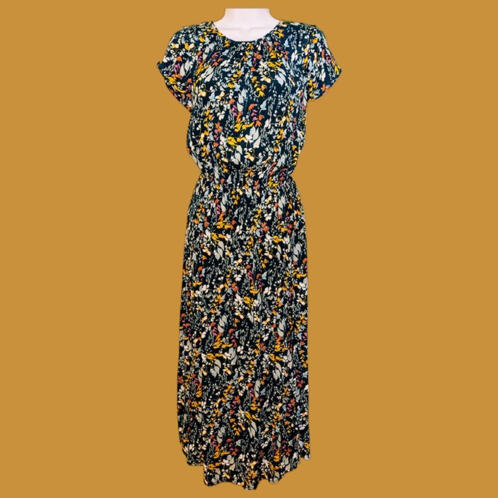 Boho Green Rayon Short Sleeved Flowy Dress n by A New Day for Target